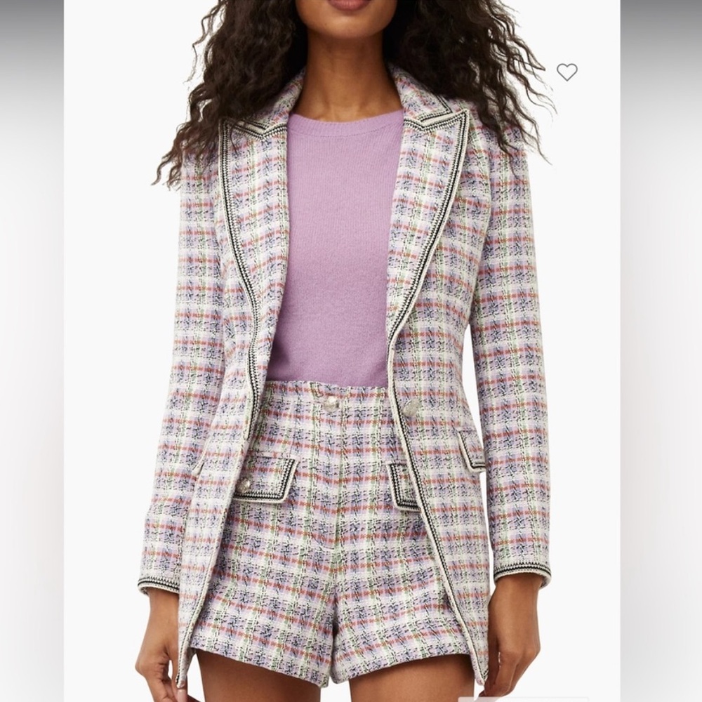 House of Harlow 1960 Pastel Tweed Blazer & Shorts Set in Lavender Multi